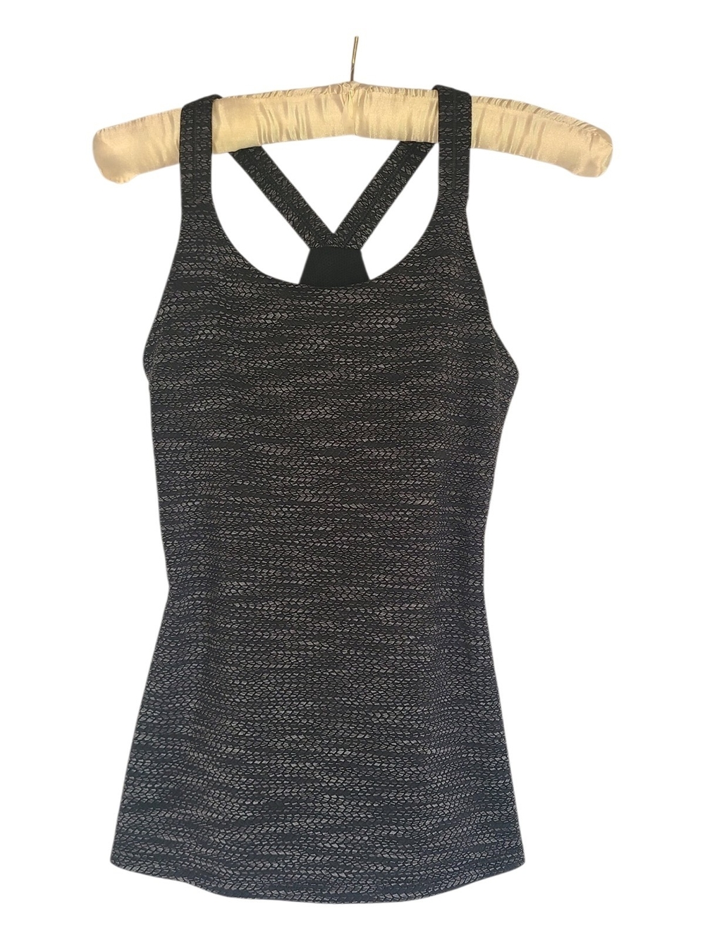 Athleta Criss Cross Active Tank Top with Built-in Shelf Bra XXS Grey Textured